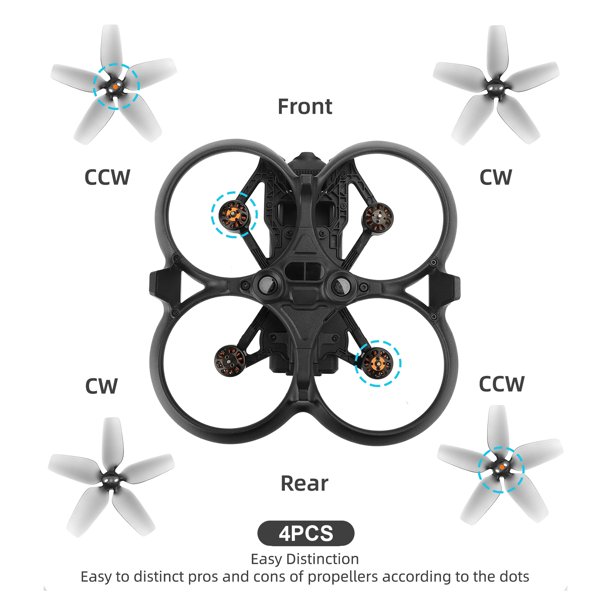 Piezas De Control Remoto Ventiladores de ala de plástico de bajo ruido con accesorios de cuchilla de 4 piezas con kits de caja de almacenamiento para DJI Avata Likrtyny libre de BPA