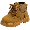 thumbnail image 2 of Babcutegg Toddler Girls Ankle Leather Boots Lace Up Low Heel Non Slip Shoes Fall Winter Fashion Martin Boots Yellow Size 7 Toddler, 2 of 10