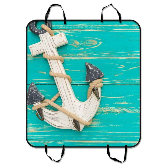 YUSDECOR Anchor on Vintage Wooden Pet Seat Cover Car Seat Cover for Pets Cargo Mats and Hammocks for Cars Trucks and SUVs 54x60 inches