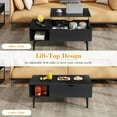 thumbnail image 4 of Lift Top Coffee Table with Hidden Compartment and Storage Shelf - Modern Wooden Center Table for Living Room, Small Rising Dining Table, Black, 4 of 7