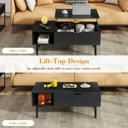Simenmax Coffee Table, Lift Top Coffee Tables for Living Room with Storage Shelf and Hidden Compartment,Black