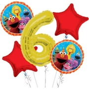 Sesame Street Elmo Balloon Bouquet 6th Birthday 5 pcs - Party Supplies