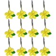 thumbnail image 1 of Juego de 12 hermosos ganchos de acero inoxidable para cortina de ducha con diseño de flores de resina (amarillos), 1 of 4