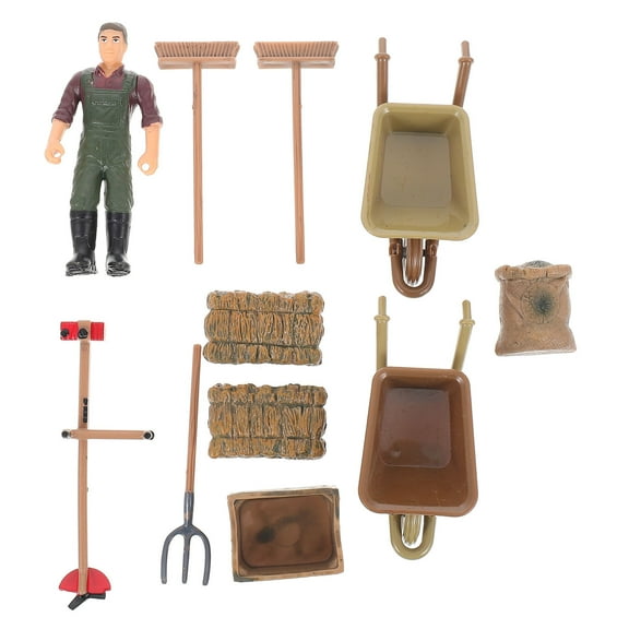 FOLOYORI 11 Pcs Miniature Farm Tool Model Simulation Farm Decor Accessories For Garden Scenery And House Decoration