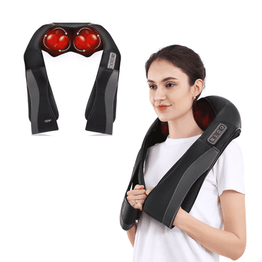 Naipo Shiatsu Neck Shoulder Massager, 3D Deep Tissue Kneading Massager with Heat,Gifts for Men Women,Black