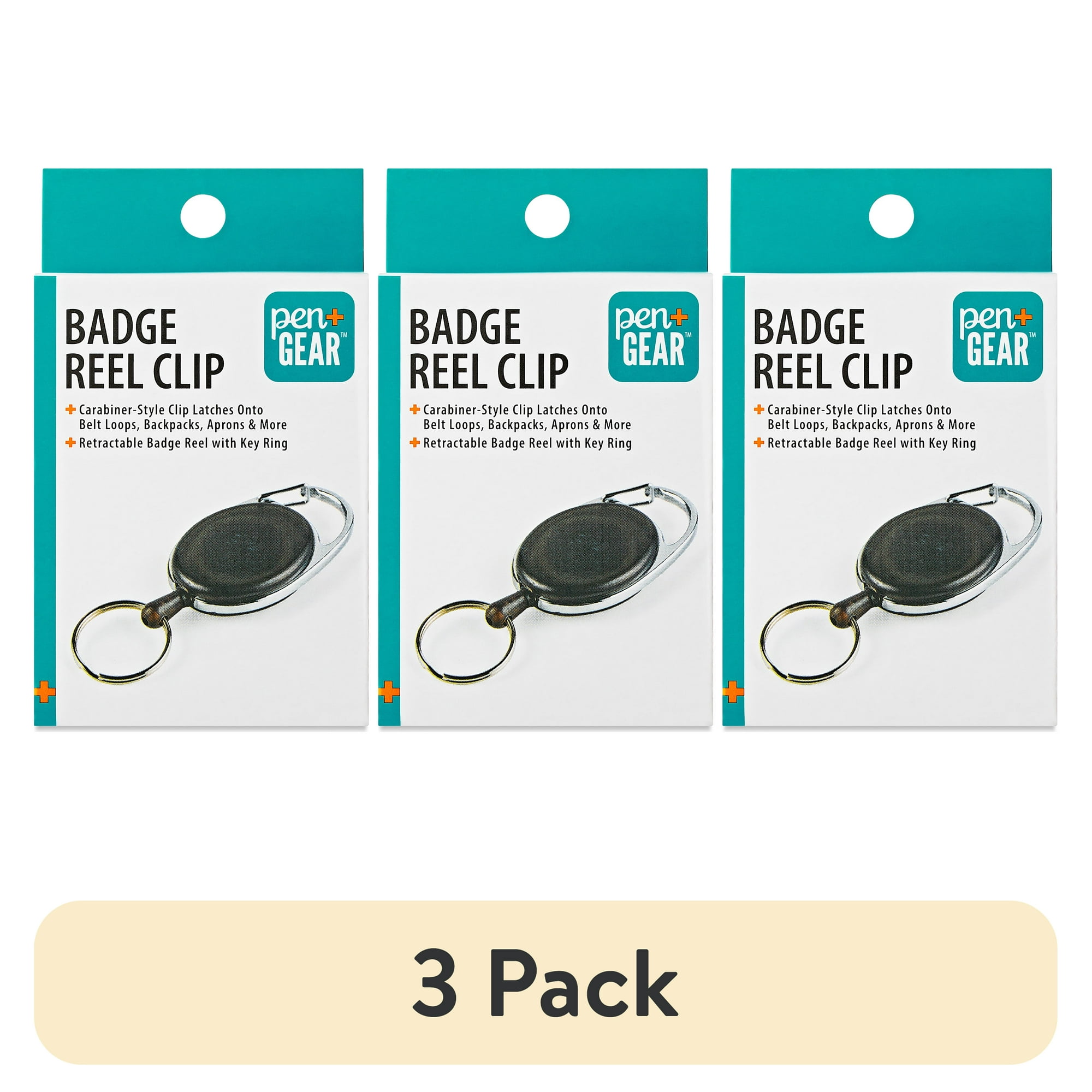 (3 pack) Pen+Gear Badge Reel Clip, Black, 1 Count