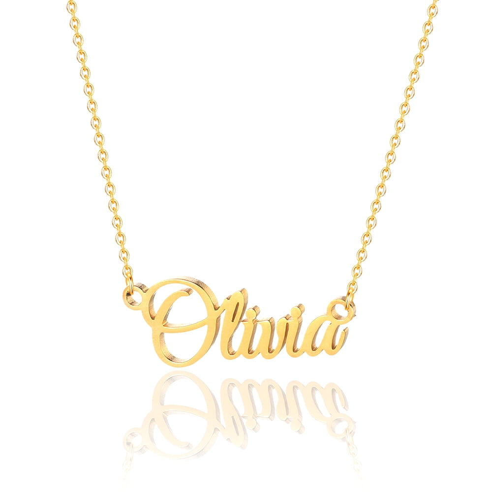 Gold Word Necklace Font Necklace 