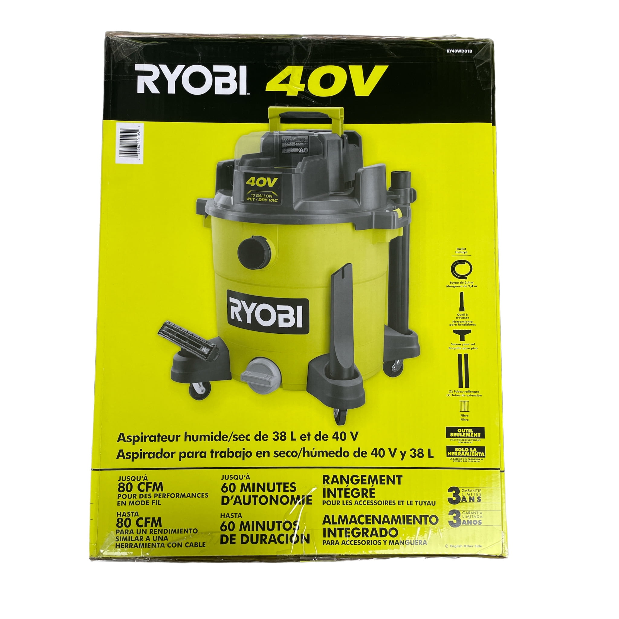 RYOBI 40V 10 Gal. Cordless Lithium-Ion Wet/Dry Vacuum (Tool-Only)