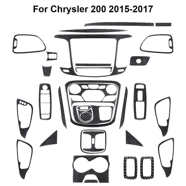 Real Bright Soft Car Interior Carbon Fiber Sticker Decoration34Pcs Carbon Fiber Full Interior Kit Cover For Chrysler 200 2015-2017Auto Car Protection Interior Accessories