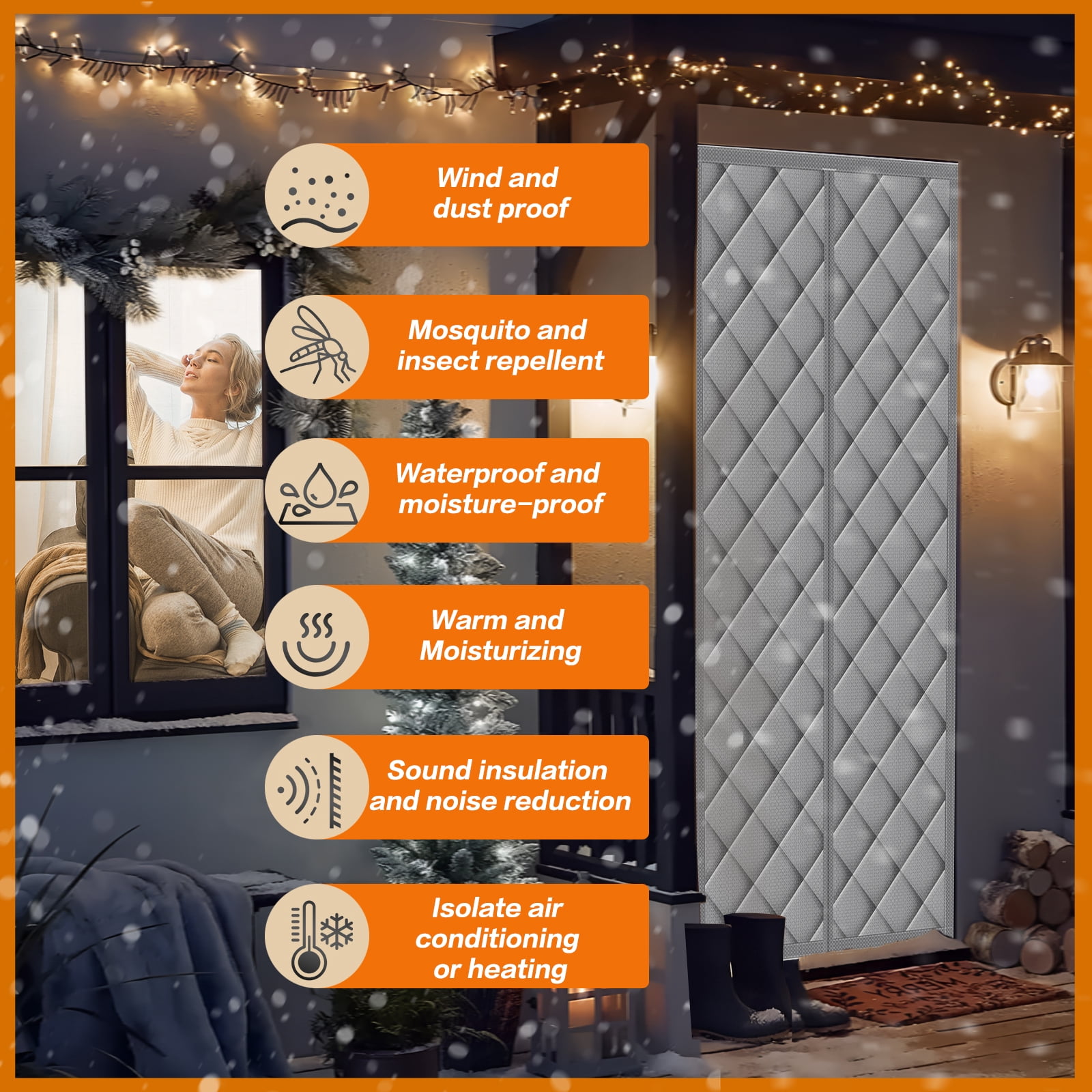 Winter Magnetic Thermal Insulated Door Curtain Fits Door Size 32" X 80" Insulation Cover Blanket Insulation Cloth Thicken Cotton as Privacy Temporary to Soundproof