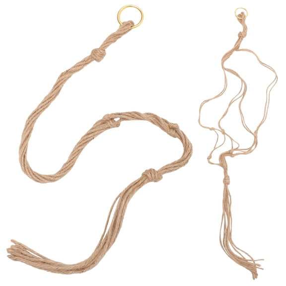 2-Pack Macrame Jute Plant Hangers Handcrafted Flower Pot Holders Hanging Basket Decor