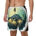 thumbnail image 2 of Balery Watercolor Turtle3 Mens Swim Trunks Swim Shorts for Men Quick Dry Inseam Beach Shorts with Compression Liner Pocket-Small, 2 of 9