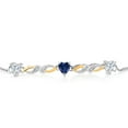 thumbnail image 2 of Gem Stone King 925 Silver and 10K Yellow Gold Blue Created Sapphire Lab Grown Diamond Bracelet for Women Set with Moissanite (1.37 Cttw), 2 of 3
