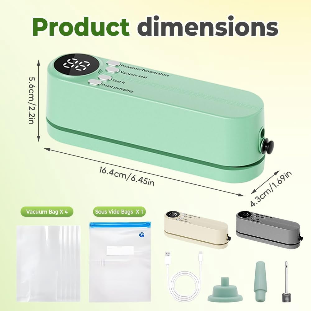 Mini Wireless Vacuum Sealer, 2025 New 3-in-1 Cordless Mini Vacuum Sealer for Food, Portable Handheld Vacuum Food Preservation Packaging and Laminating Machine for Dry Moist Food Storage (White)
