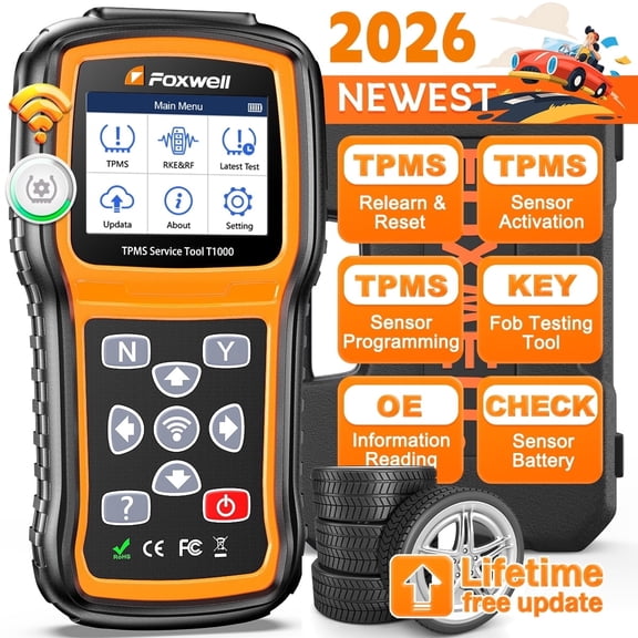 Foxwell T1000 Car TPMS Reset Tire Pressure Sensor Activate Program-ming Scan Tool, Key Fob Testing, Lifetime Free Update