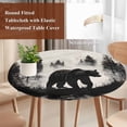 thumbnail image 5 of Brown Bear Forest Silhouette Round Fitted Table Cover Vintage Animal Tree Waterproof Table Cloth with Elastic Edge Wipeable Tablecloth for Picnic Camping Party Fits 45"-54" Diameter, 5 of 8