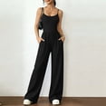 thumbnail image 2 of JULMCOMO Jumpsuits for Women Scoop Neck Spaghetti Strap Casual Rompers High Waisted Wide Leg Summer Loose Fit Overalls with Pockets Black XL, 2 of 6
