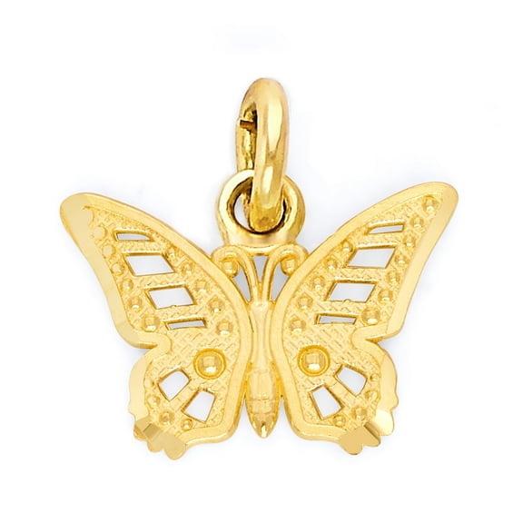 10k Solid Gold Butterfly Charm for Bracelet, Dainty Good Luck Jewelry for Her