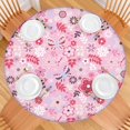thumbnail image 2 of Elastic edge tablecloth with floral printed polyester, fits round tables 44-52 inch, stain-resistant, extra large edition, 2 of 7