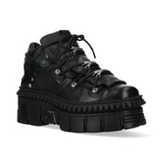 New Rock WALL106-S13 Unisex Black Leather Gothic Boots