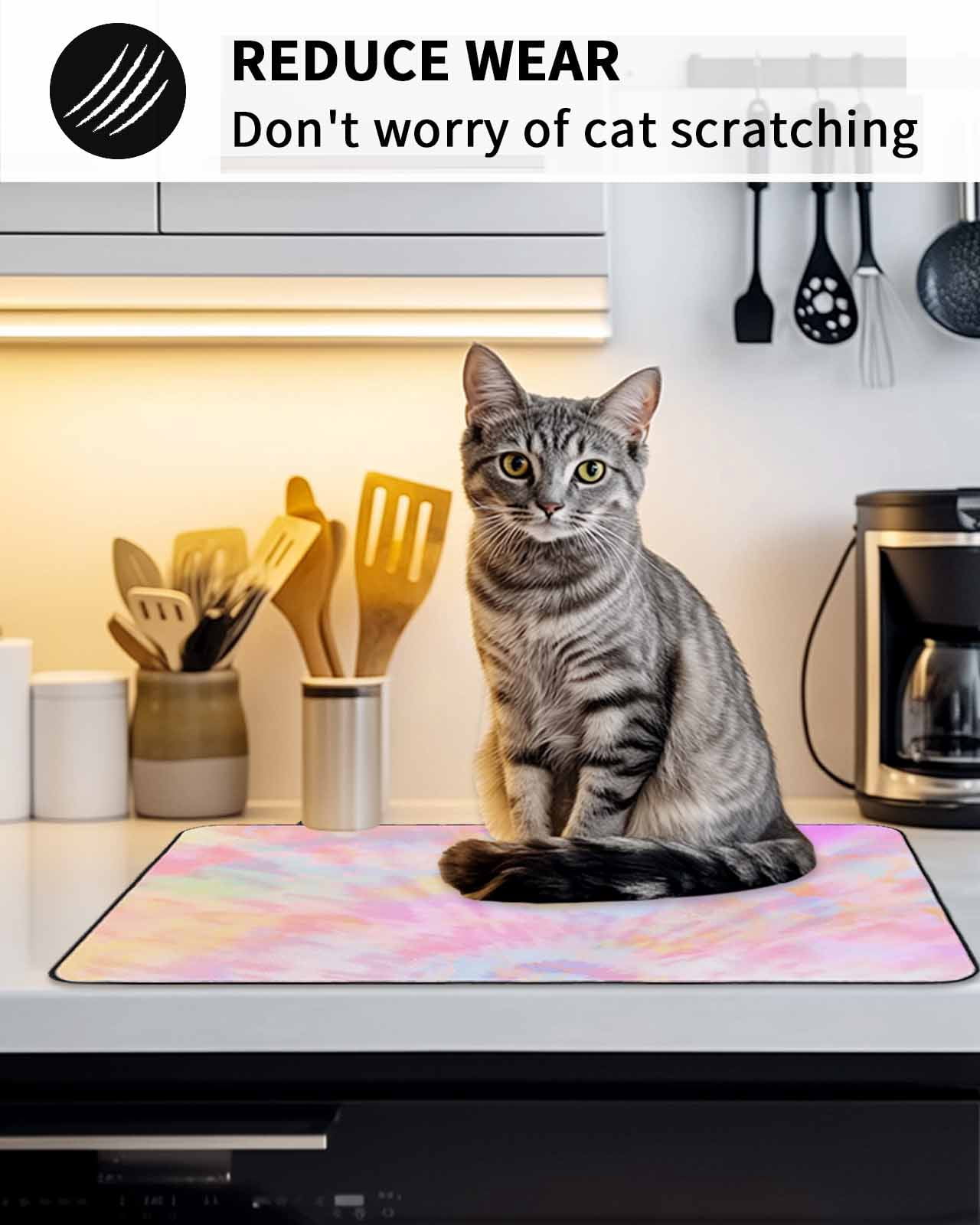 Stove Top Covers for Electric Stove, Rainbow Color Glass Stovetop Cover Protector, Fantasy Colorful Ombre Swirl Induction Cooktop Protector Oven Mat for Kitchen Countertop 24"x21"