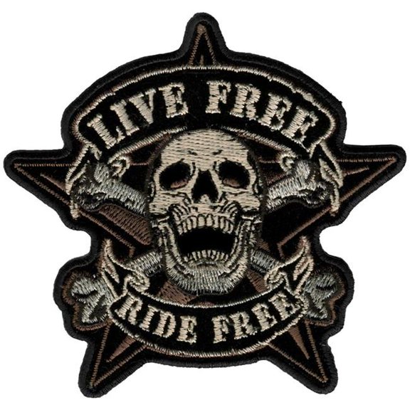 Hot Leathers PPA5100 Live Free Skull Biker Patch 4" x 4" 4X4