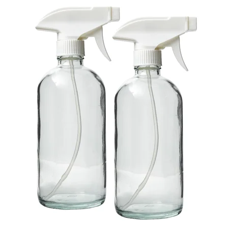 Two Glass 16 oz Spray Bottles | White Trigger Sprayer