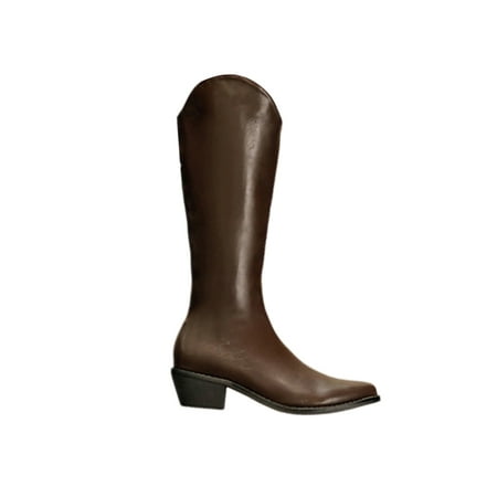 

Avamo Ladies Western Cowgirl Boots Chunky Heel Winter Shoes Pointed Toe Knee High Boot Dress Work Non-Slip V Cut Brown 4.5