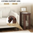 thumbnail image 5 of CRXX Narrow End Table, 2-Tier Side Table with Open Storage Shelf, Retro Wood Sofa Table Bedside Tables for Small Spaces, Slim Nightstand for Living Room, Bedroom, Easy Assembly, Walnut, 5 of 11