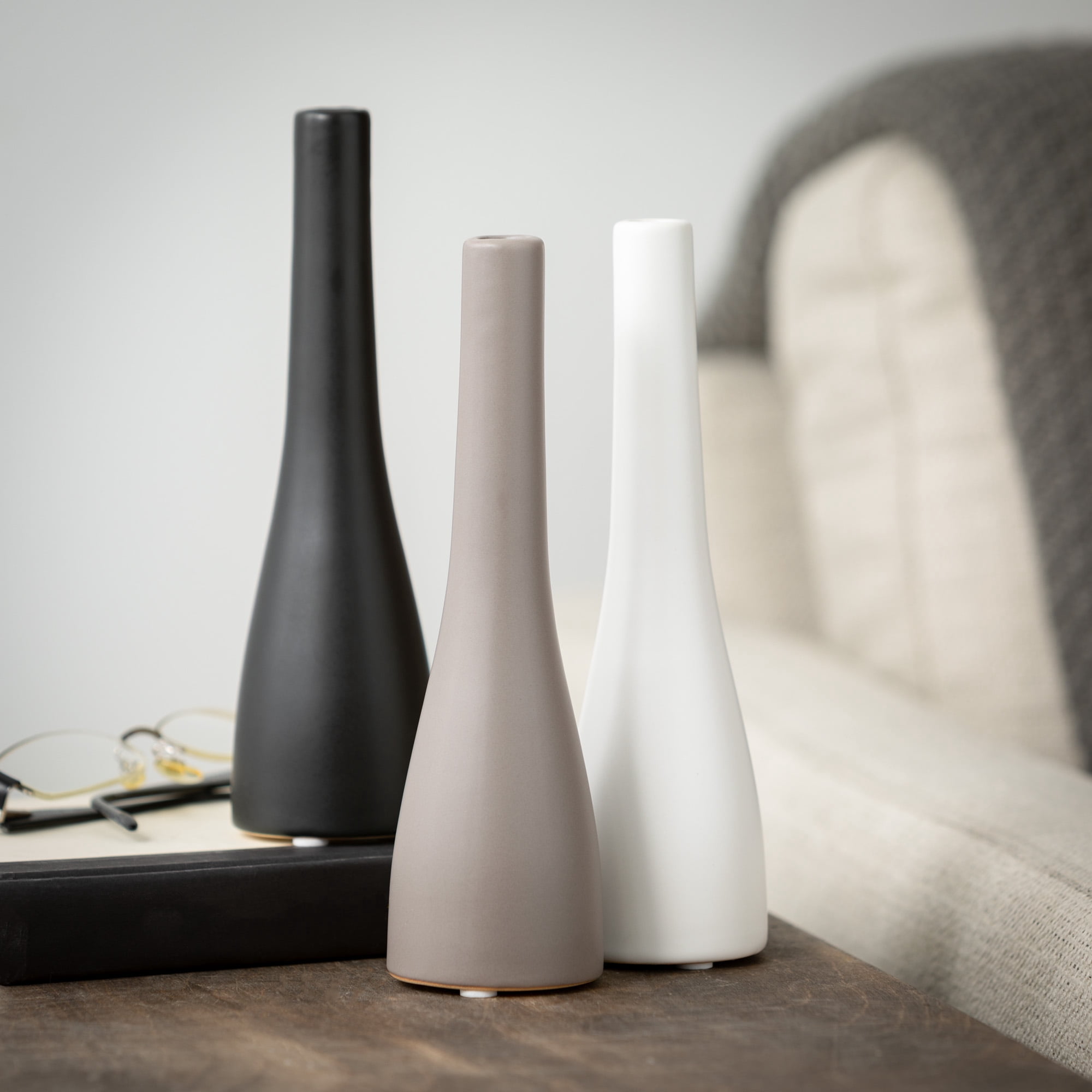 Sullivans Neutral Slim Ceramic Vase Set of 3, 8.5"H Multicolored