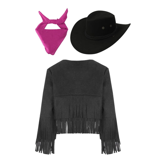 Costume Cowboy Western Enfant 3-11 Ans – Chapeau, Gilet, Pantalon (ou Jupe), Ceinture, Foulard Et Accessoires