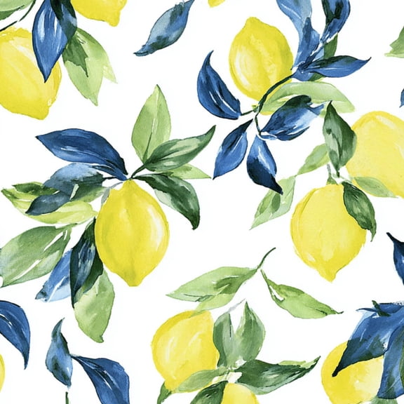 Peel and Stick Wallpaper Lemon Watercolor Yellow Citrus Green Blue Leaves Wall Mural 23.6in x 9.8ft Self Adhesive Removable Wall Paper Renter Friendly Wallpaper for Nursery Bedroom Cabinets