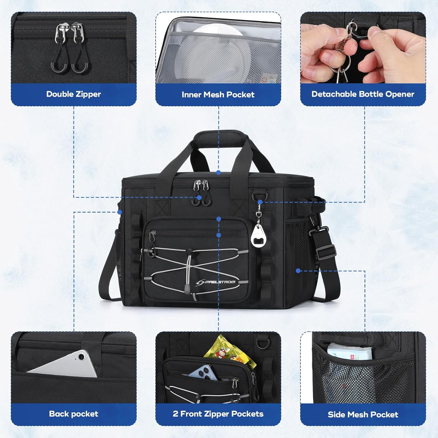 Maelstrom Soft Sided Cooler Bag, 30/40 Can Collapsible Insulated Ice Chest, Large Leakproof Camping & Travel Cooler for Kayaking & Beach