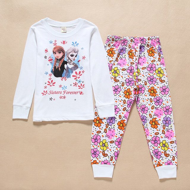 2022 Conjunto para niños Pijamas para niños Sleepers baby girl Pijamas de manga larga de dibujos animados congelados Ropa de dormir 2-7T Envío gratis7T (130 CM) zhangyuxiang CONDUJO