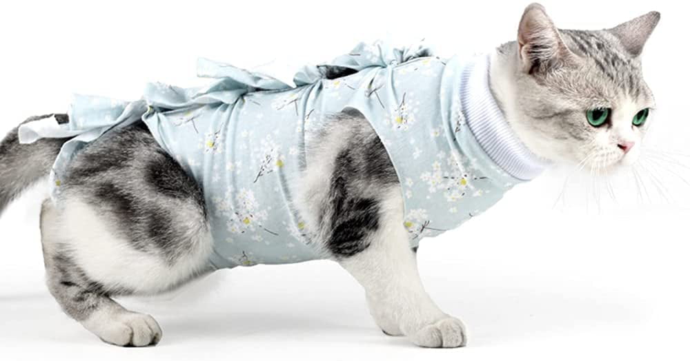 Due Felice Cat Recovery Suit Small Dog Surgical Shirt Kitten Onesie After Surgery Wear Pet Cone E-Collar Alternative for Anti Licking Wounds/Skin Diseases/Weaning 