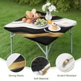 thumbnail image 4 of Black Marble Gold Wave Pattern Square Fitted Tablecloth with Elastic Edge,Square Table Cover,Washable Elastic Table Cover for Home Kitchen Party Decor 34"x34", 4 of 6
