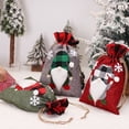 thumbnail image 2 of HEVIRGO 1PC Christmas Gift Bag Double Drawstring Opening Classic Plaid Faceless Doll Cute Prints Packaging Bag Portable Cookie Biscuits Snack Candy Container Hemp Cloth Bag Party Favors, 2 of 10