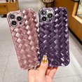 thumbnail image 2 of iPhone 14 Pro Max Case, Cute 3D Bling Plaid Design, Luxurly Plating Sparkle Mirror Case, Soft Silicone Shockproof Protective Back Cover for Women Girls（Purple）, 2 of 13