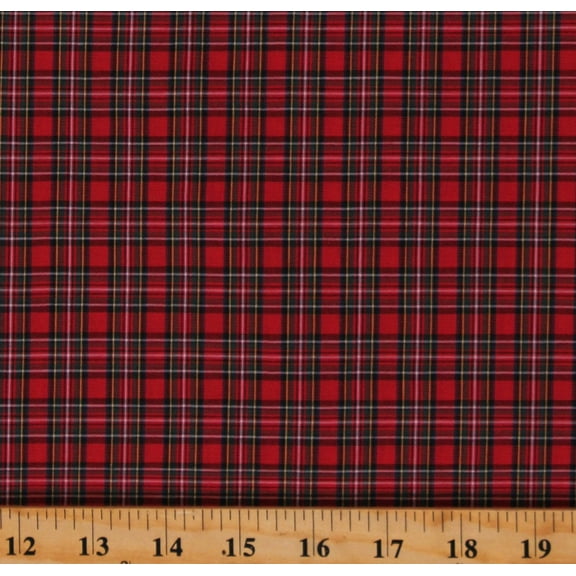 Cotton Plaid Simple Classic Plaid Dutch Sevenberry Red Cotton Fabric Print by the Yard (SB-51010D102-3Red)
