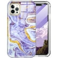 thumbnail image 1 of TECH CIRCLE Phone Case for Apple iPhone 12 Pro & iPhone 12 (6.1 Inch) Cell Phone - [Built-in Screen Protector] Lightweight Protective Durable Nice Cover Case,  Purple Marble, 1 of 6
