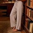 thumbnail image 7 of Atogsazn Womens Summer Wide Leg Striped Pants Casual Loose Split Hem Drawstring Pant with Pocket Trouser Brown S Fashion, 7 of 7