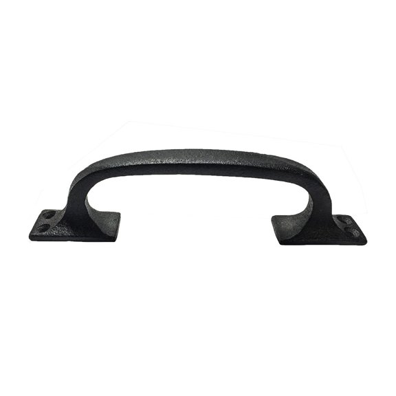 Renovators Supply Manufacturing Black Wrought Iron Cabinet Handle 6" Long Rustic Decorative Door Pull Handle Rust Resistant Powder Coated Drawer or Dresser Door Pulls with Mounting Hardware
