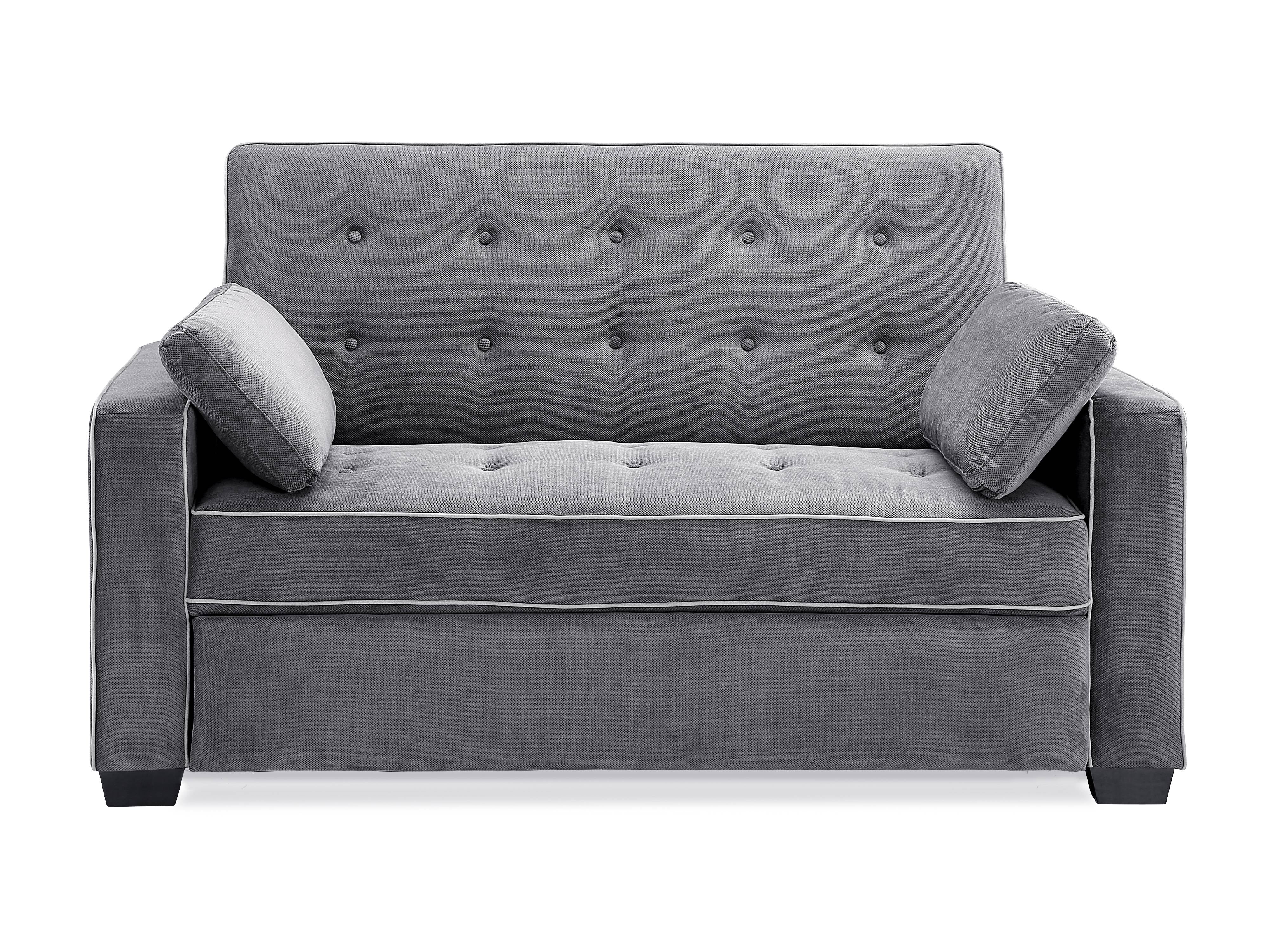 Serta Monroe Modern Convertible Sofa with Queen Size Sleeper, Charcoal Gray Woven Fabric