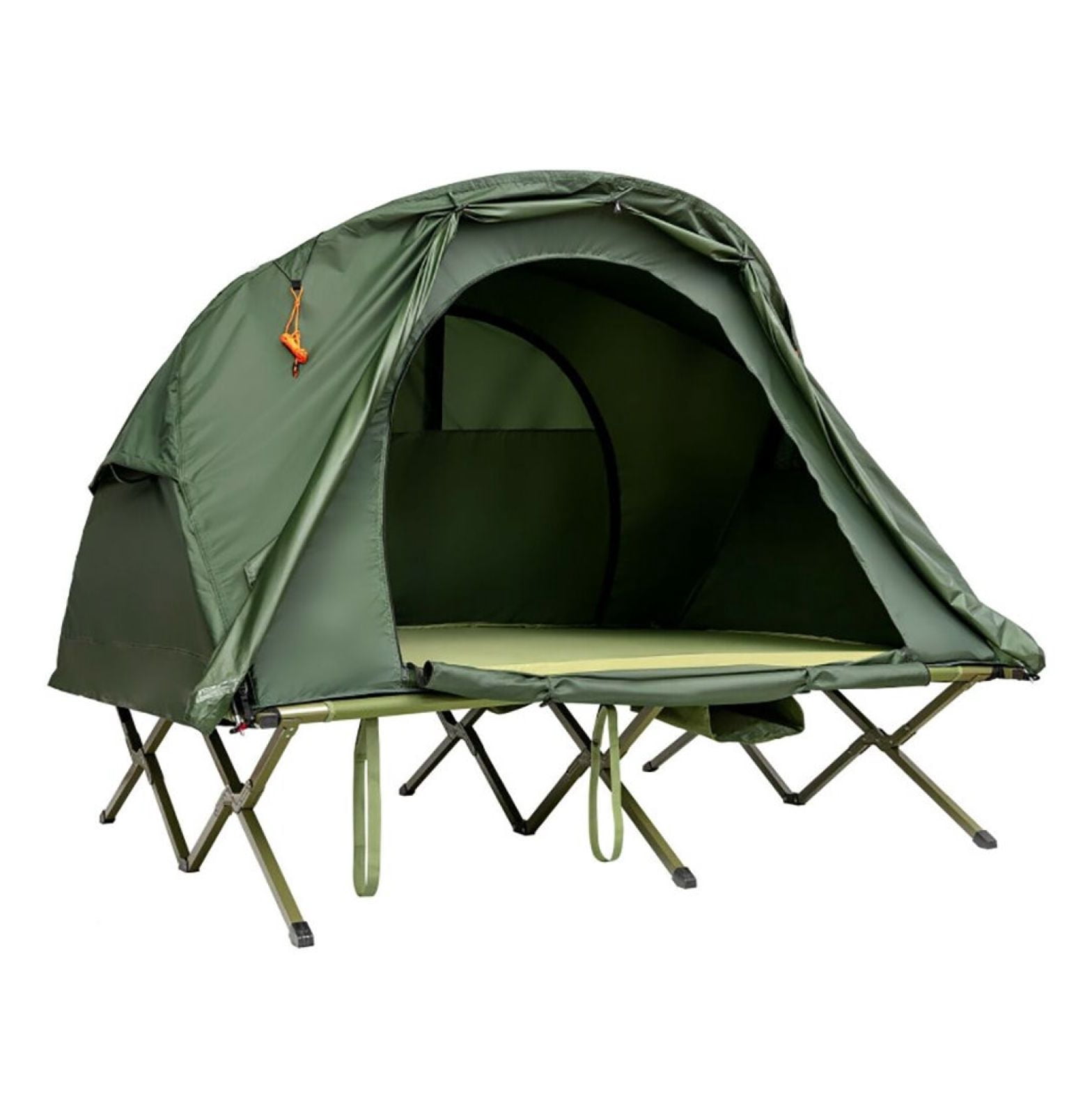 2-Person Camping Tent Cot, Outdoor Waterproof Tent with Self-Inflating Mattress, Portable 4-in-1 Camping Bed with Cover & Roller Bag