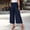 Navy, variant on Women's High Waisted Wide Leg Capri Pants Casual Cotton Blend Culottes with Pockets