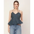 thumbnail image 2 of Moomaya Printed Peplum Tops For Women, Noodle Strap Blouse Top W/ Styles Back, 2 of 9