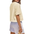 thumbnail image 3 of Womens Oversized Crop Tops Workout Short Sleeve T Shirts Summer Casual Loose Fit Basic Tee Shirts with Pockets, 3 of 5
