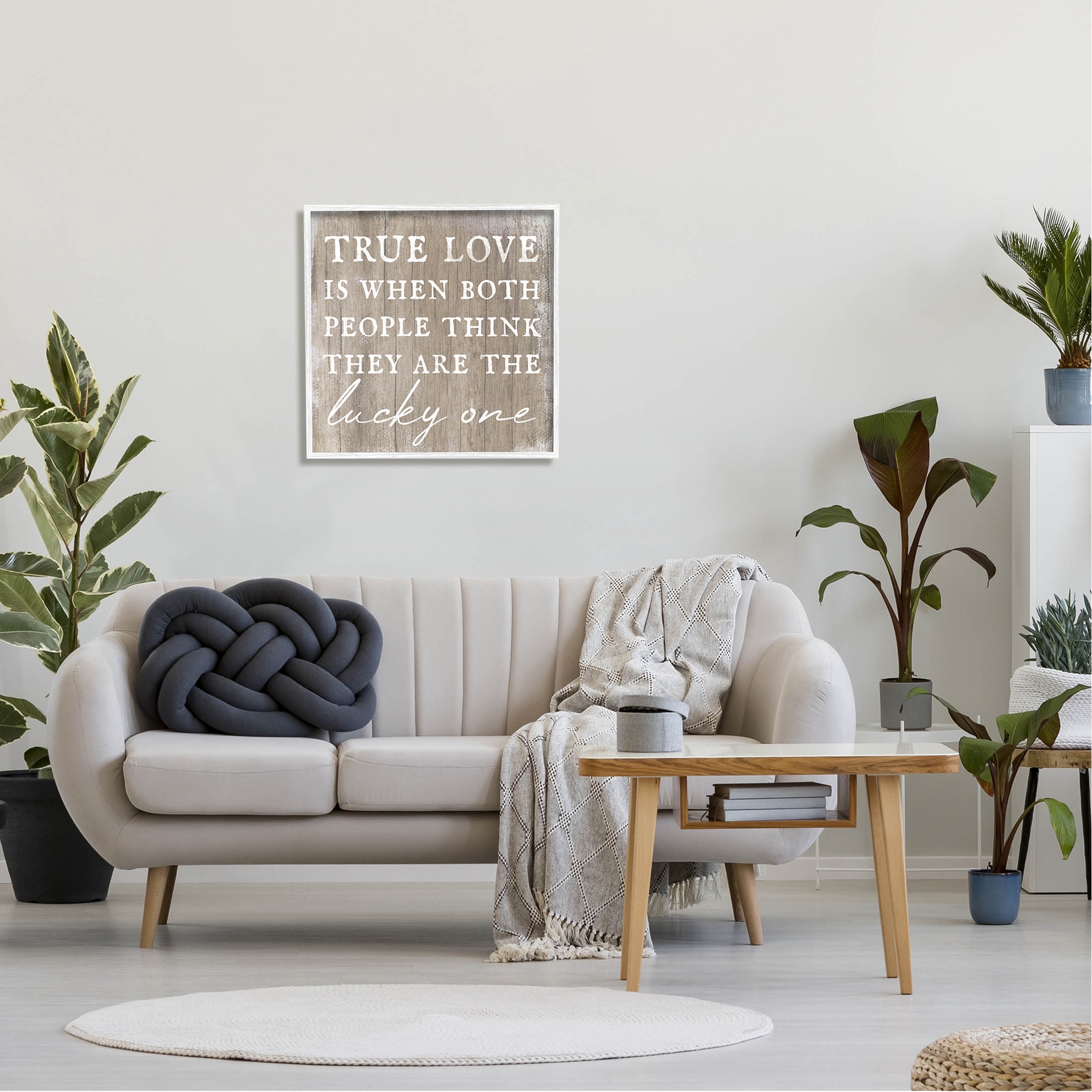 True Love Lucky Ones Romantic Phrase Inspirational Graphic Art White Framed Art Print Wall Art