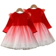 thumbnail image 2 of LYMAYTER Kids Girls Princess Dresses Toddler Tulle Mesh Long Sleeve Peplum Little Girls Solid Color Party Dress for 2-12 Years, 2 of 8