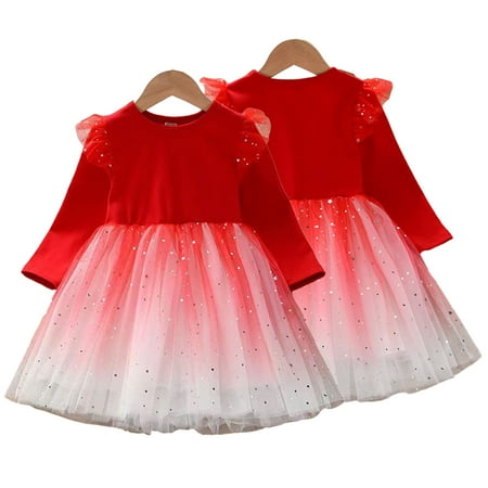 

Esaierr Kids Baby Girls Dresses Spring Fall Long Sleeve Toddler Girls Clothes Party Tulle Princess Dresses for Little Girls 2-12 Years